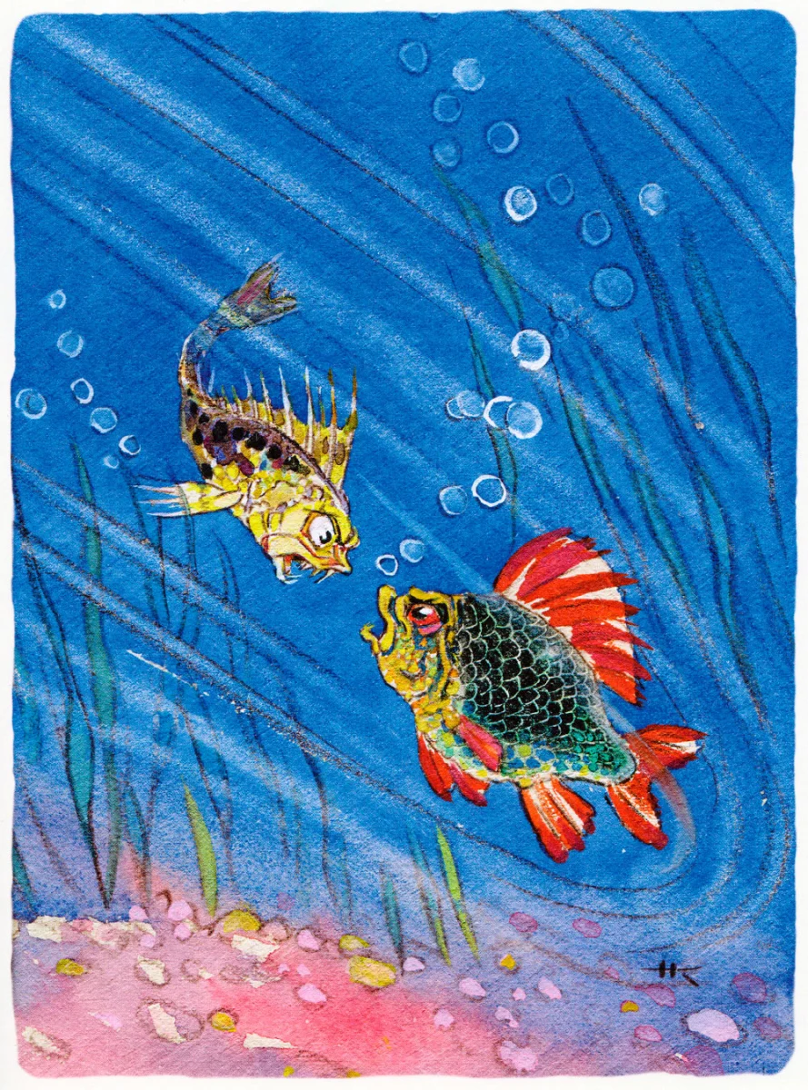 Ерш дерется с карасем