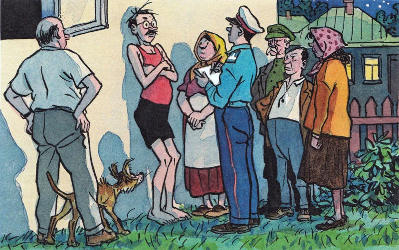 Милиционер опрашивает