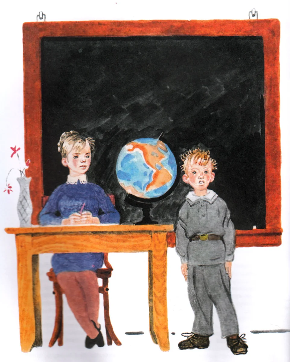 Мальчик отвечает у доски