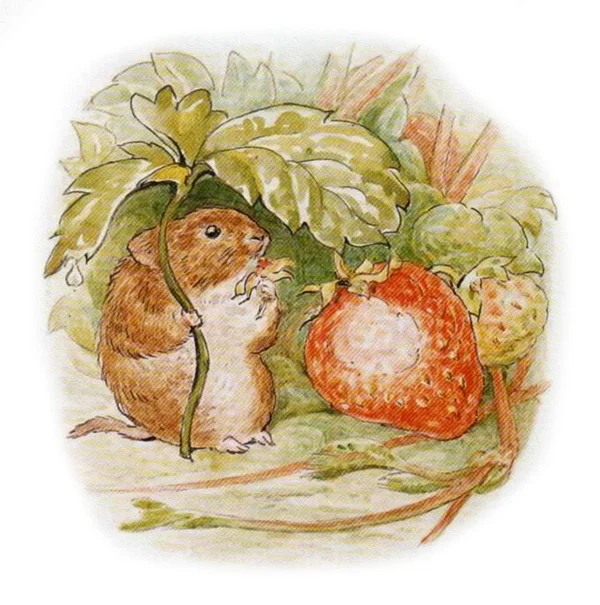 Мышонок ест клубнику