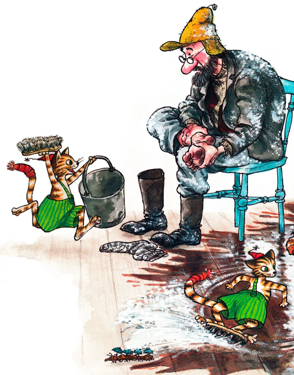 Петсон осматривает ногу