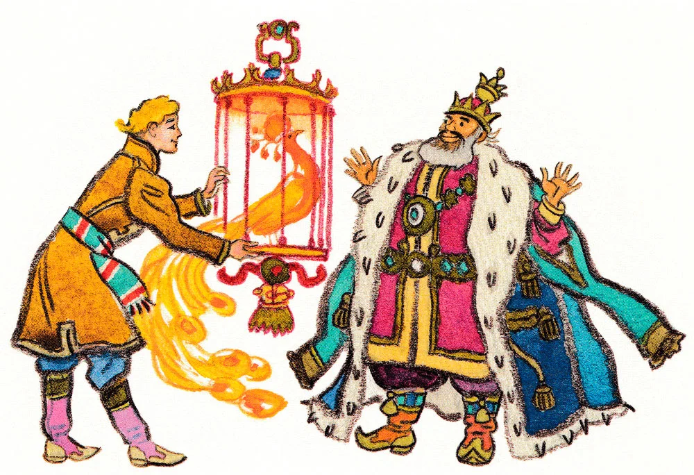 Иван-царевич привез Жар-птицу царю