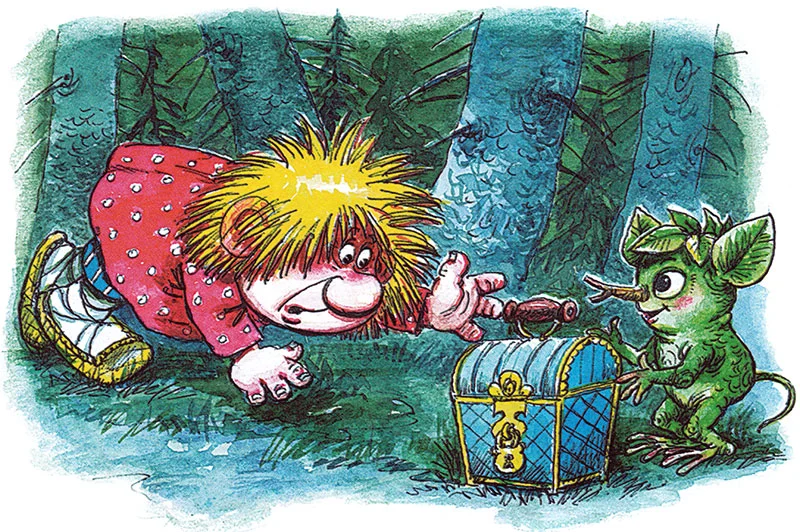 Кузька ползет к сундучку