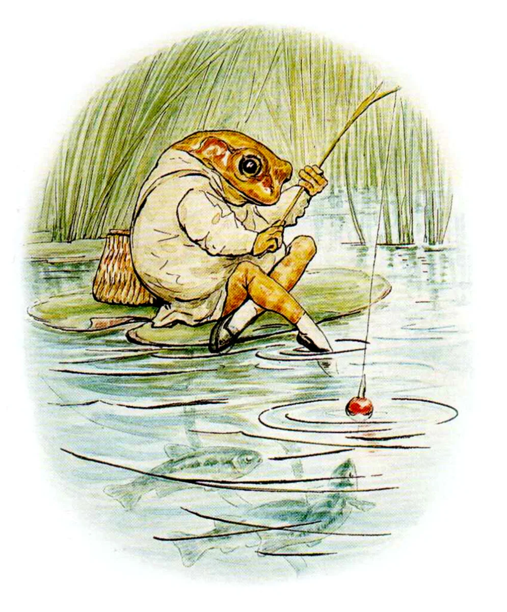 Лягушонок рыбачит
