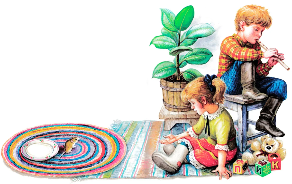 Мышонок слушает музыку