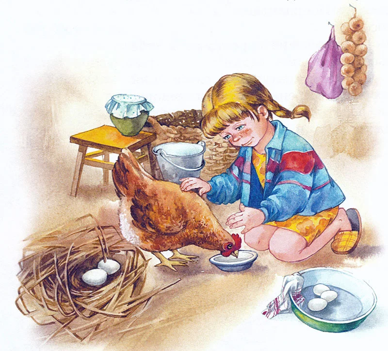 Курица и девочка