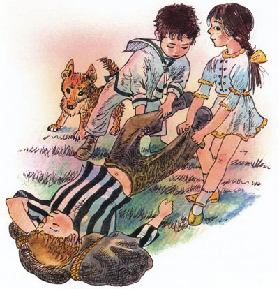 Минька и Леля поворачивают Степку