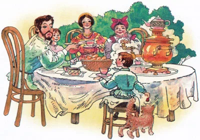 Минька и Леля ужинают со взрослыми