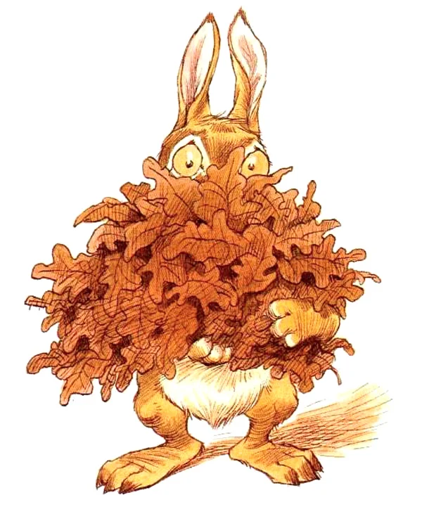 Кролик держит листья