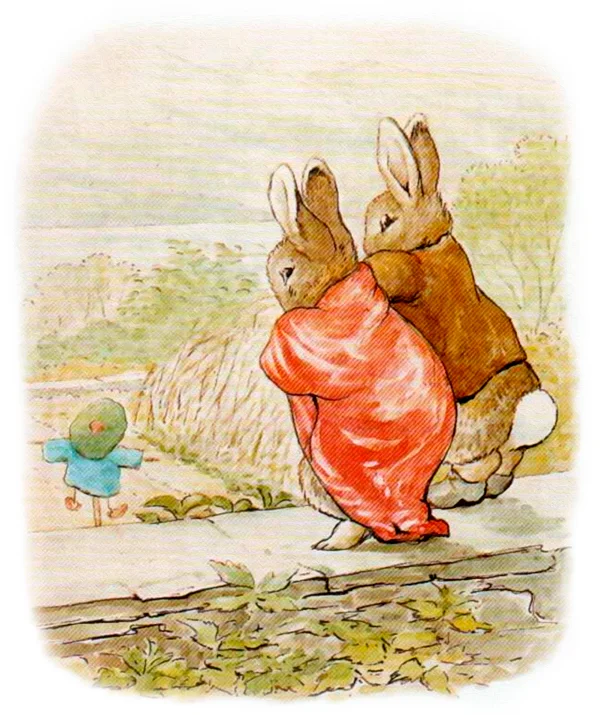 Кролики смотрят на пугало