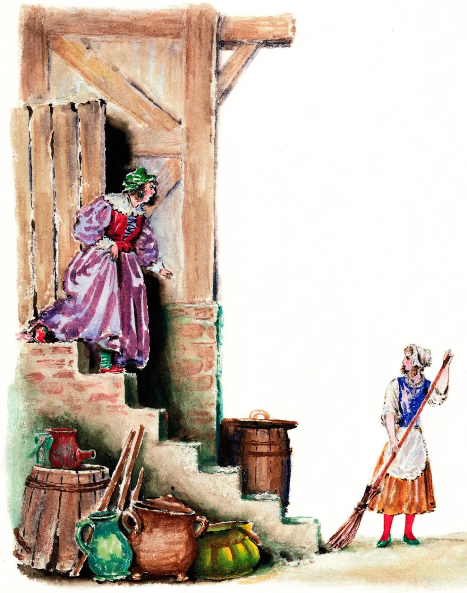 Золушка подметает