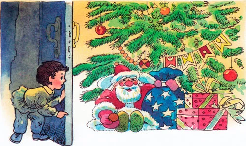 Мальчик смотрит на Елку