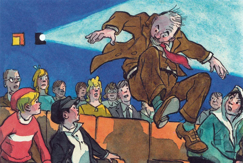 Мужчина подскочил на стуле в кино