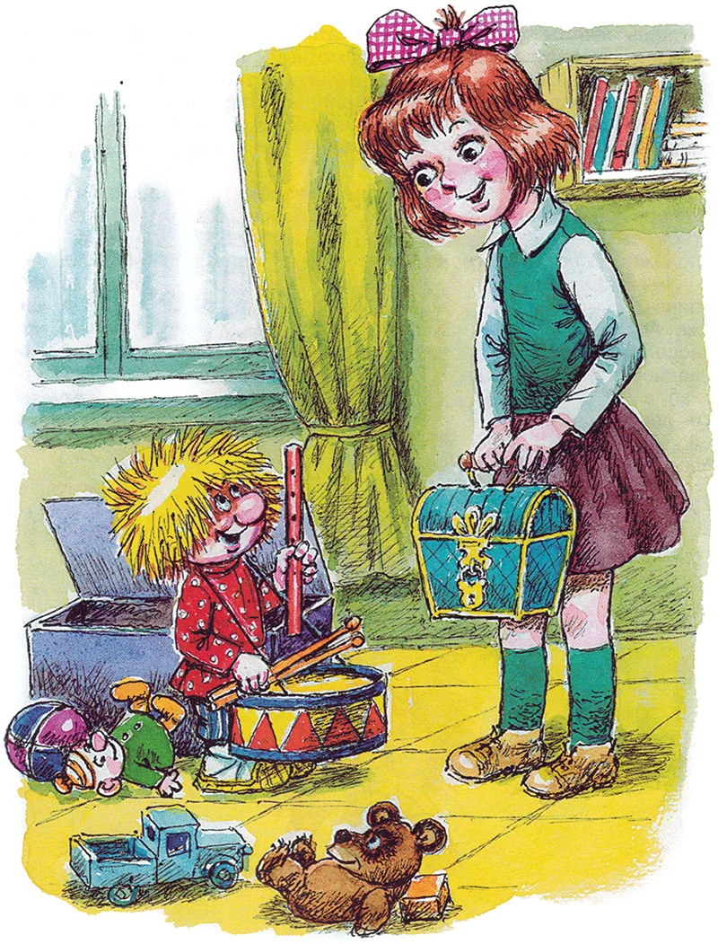 Кузька играет на барабане