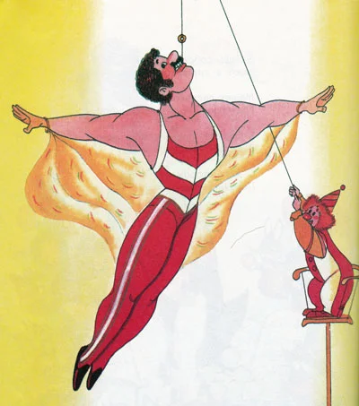 Гимнаст висит на зубах