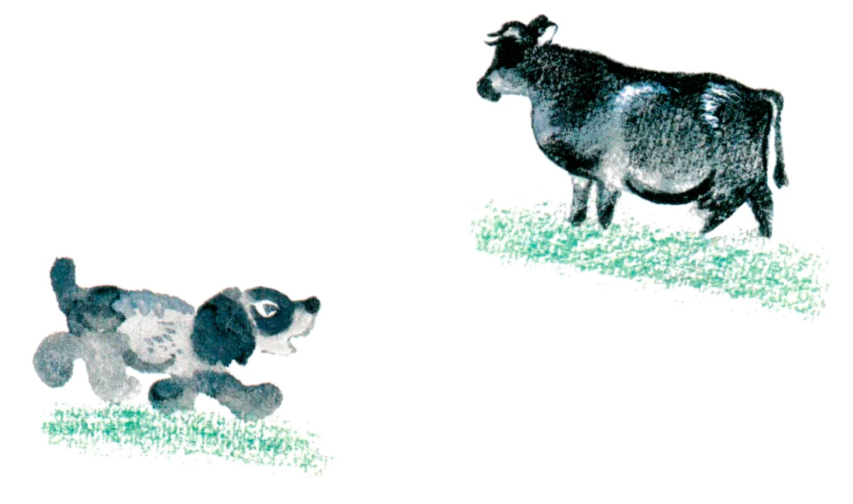 Пес подбежал ближе к корове