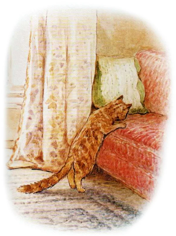 Кошка рядом с диваном