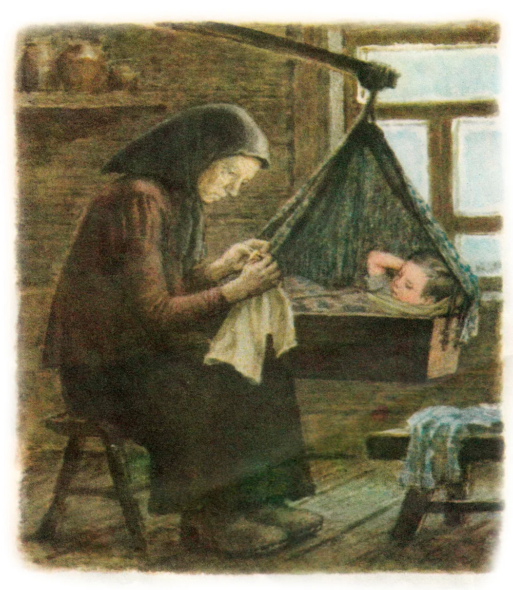 Женщина шьет