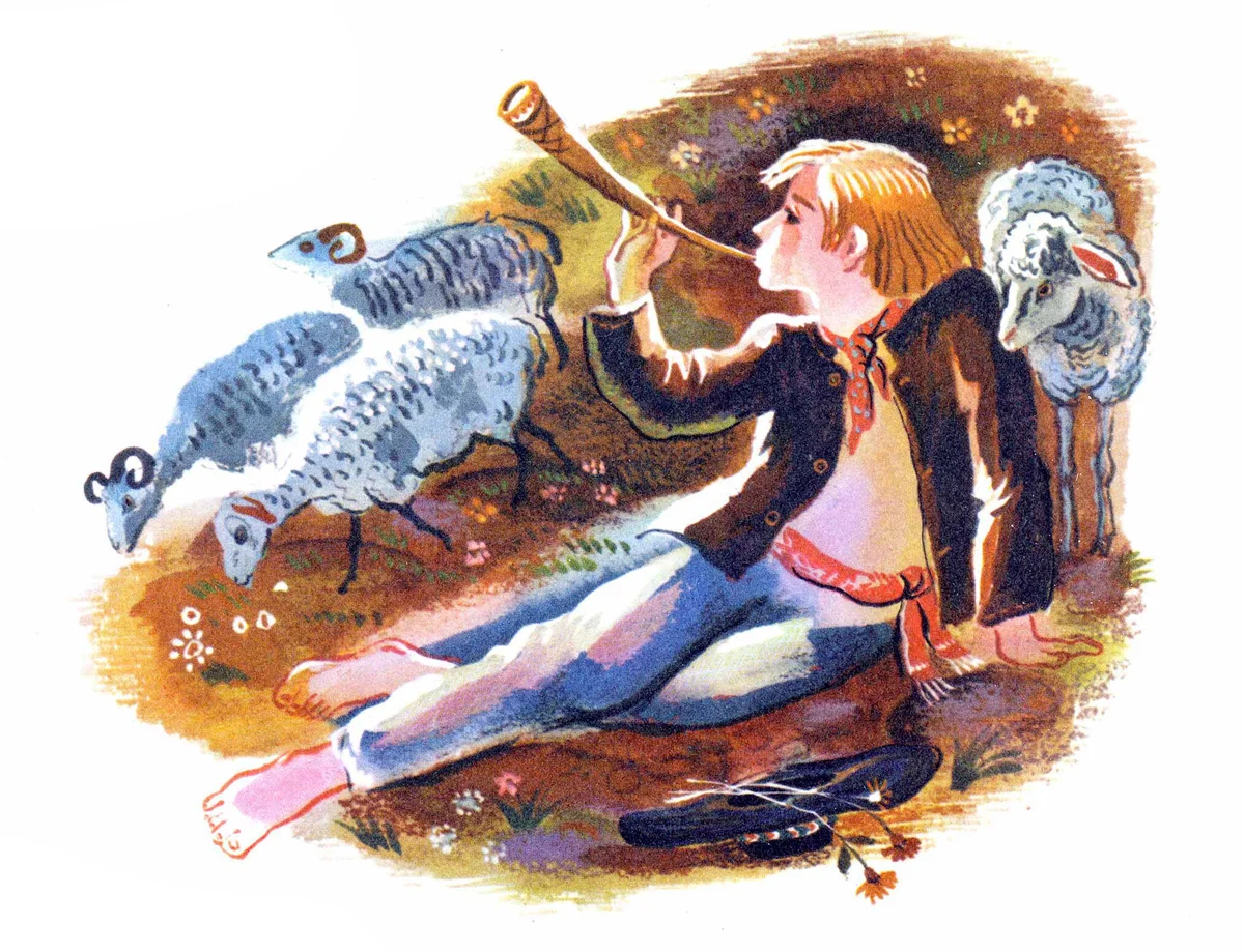 Пастух с овцами