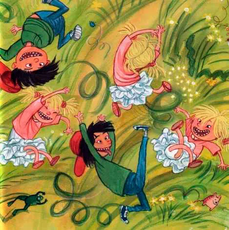 Дети прыгают и падают