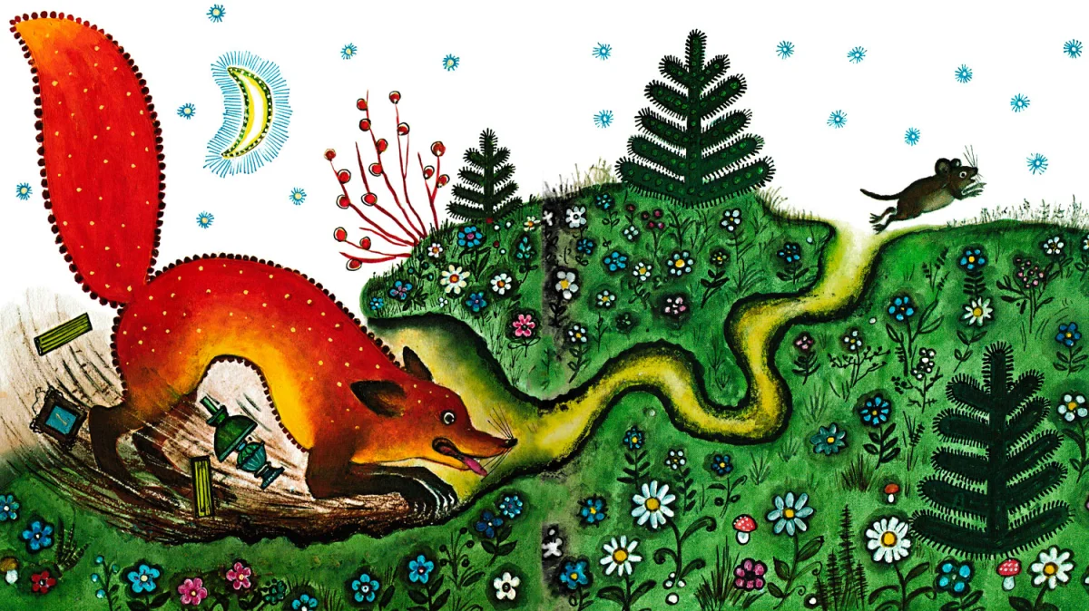 Мышонок убегает от лиса