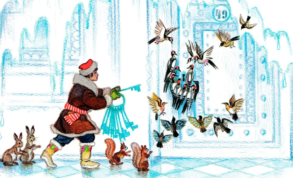 Мальчик открывает ледяную дверь