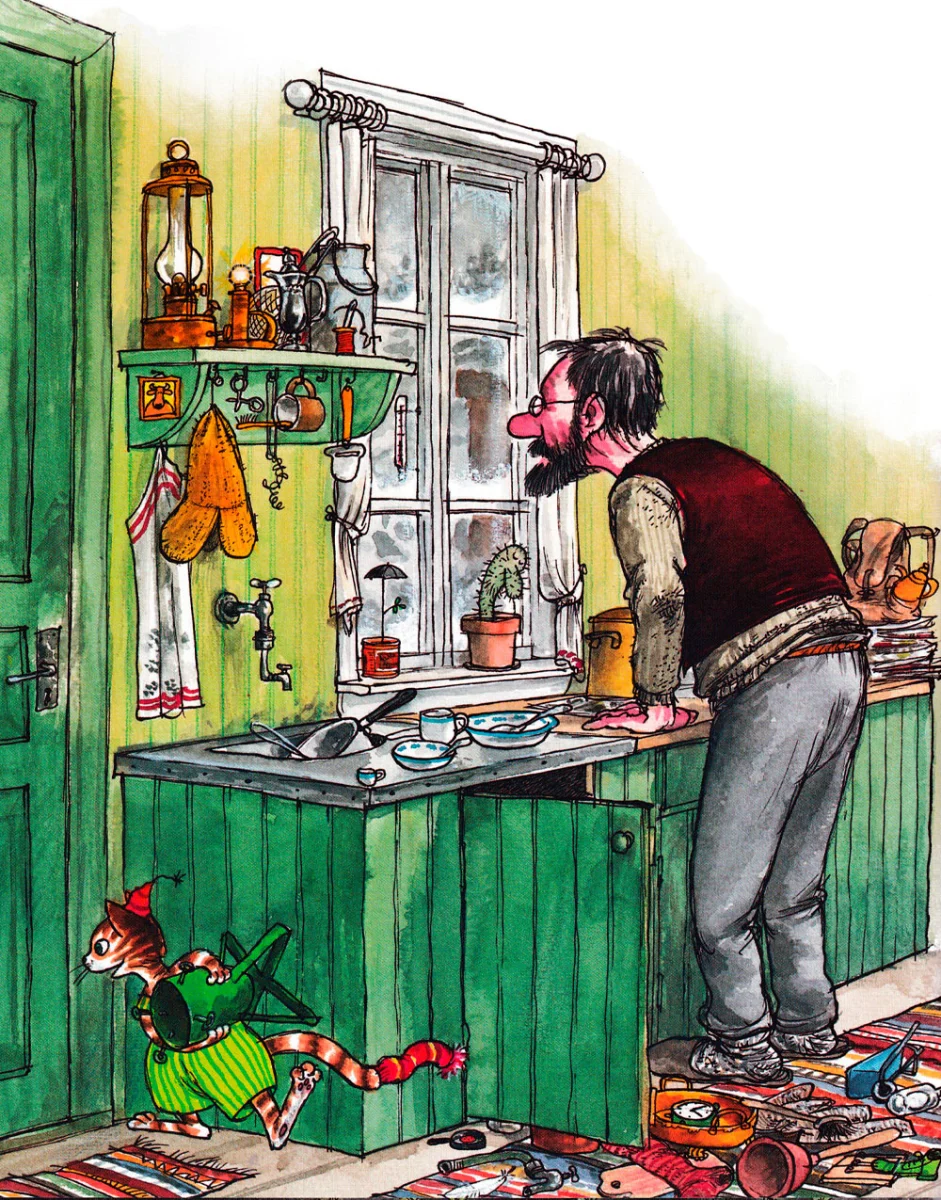 Петсон смотрит в окно