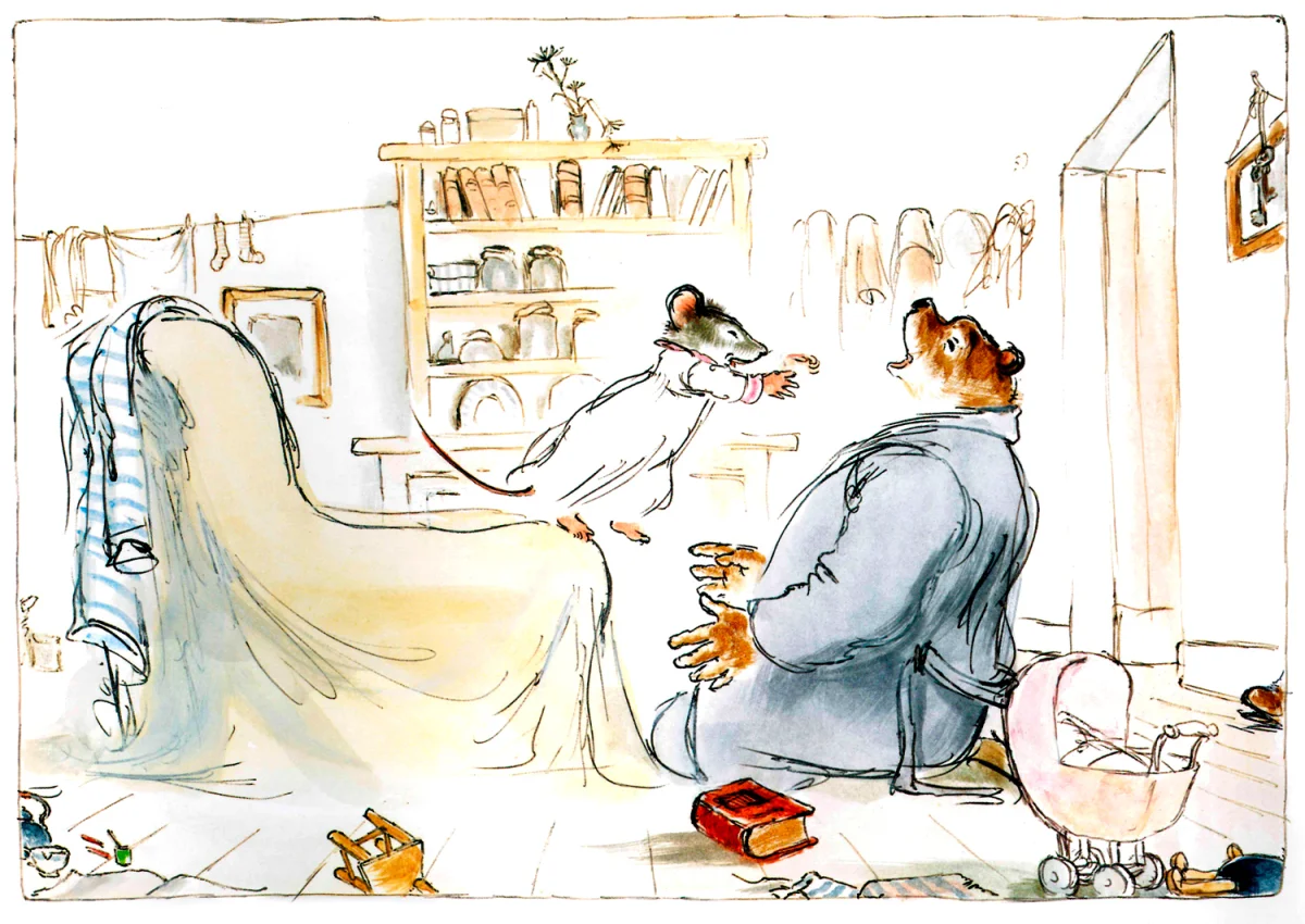 Мышка бросилась обнимать мишку