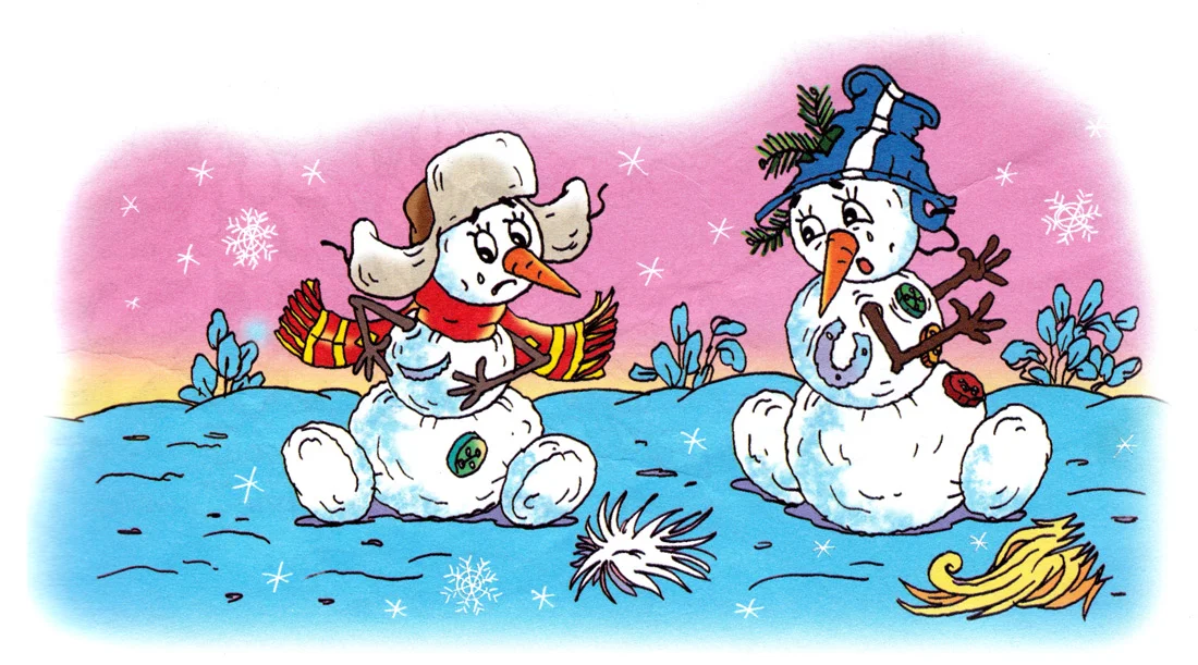 Два побитых снеговика