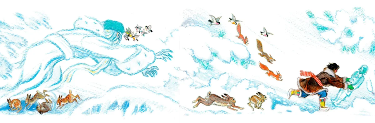 Мальчик убегает от мороза