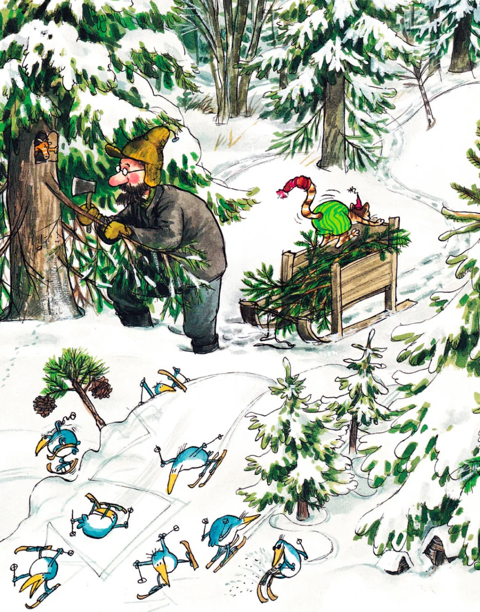 Петсон рубит елку