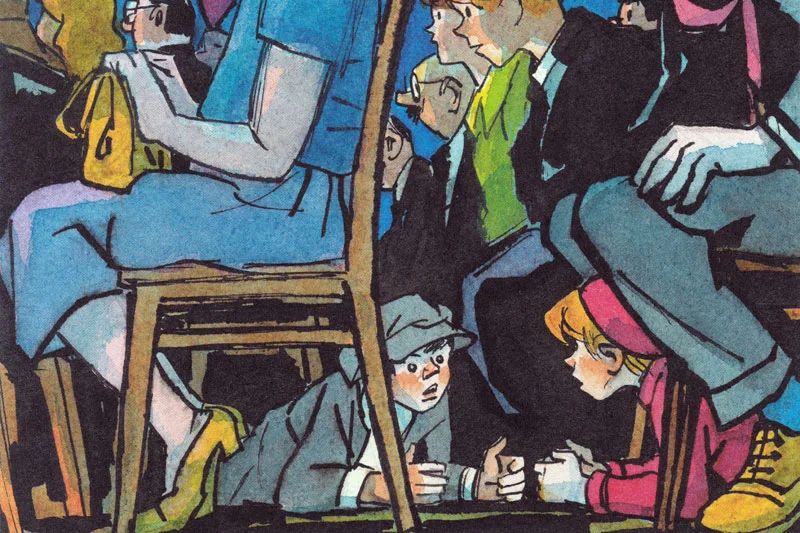 Костя и Шурик ползают под стульями