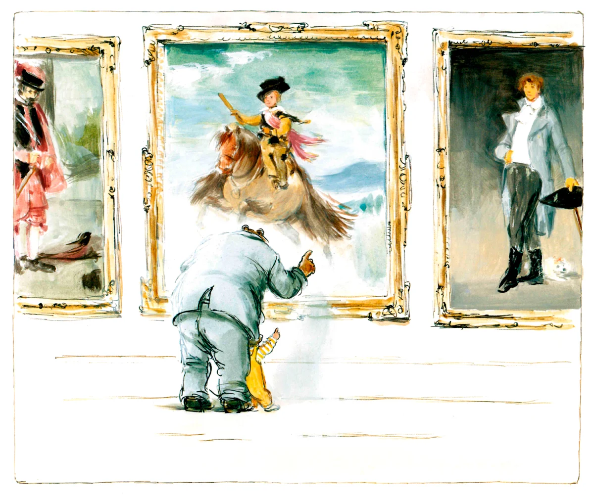 Мышка и медведь рассматривают картину