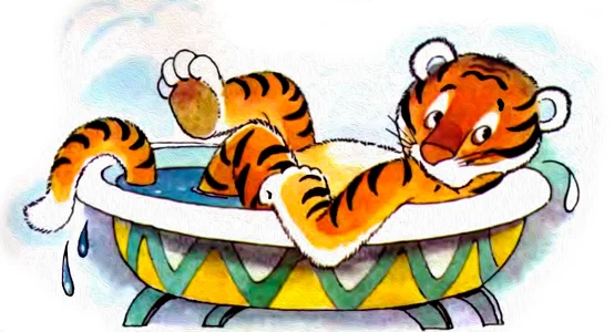 Тигренок в ванной