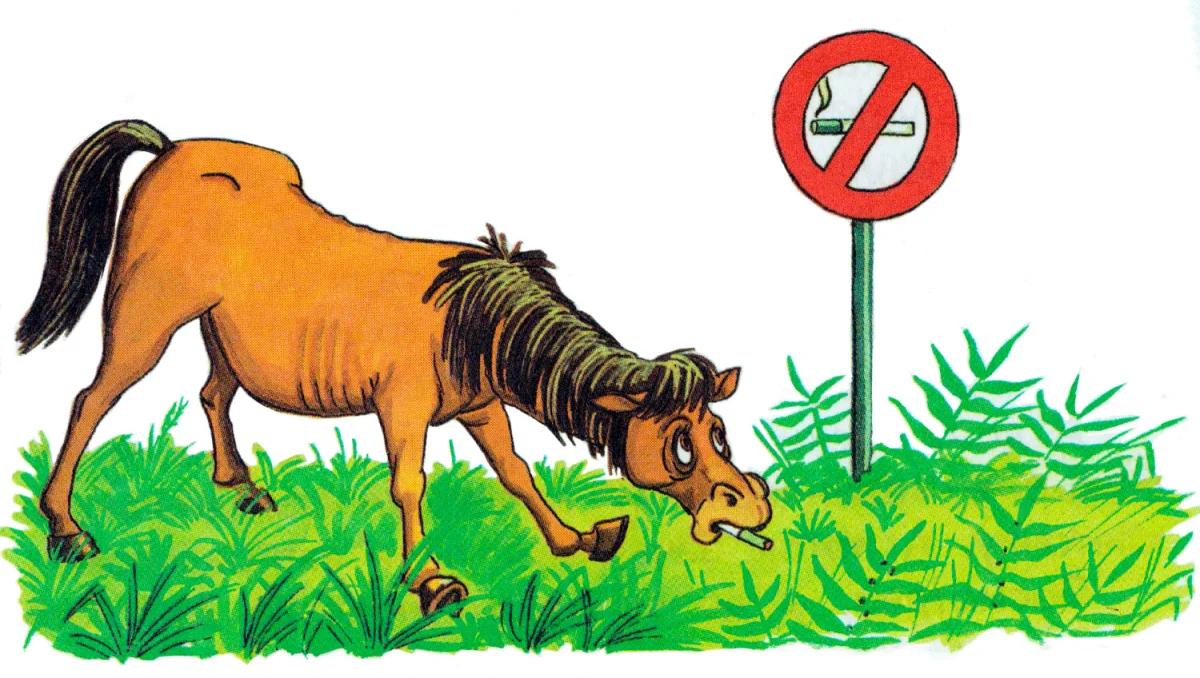 Лошадь с сигаретой