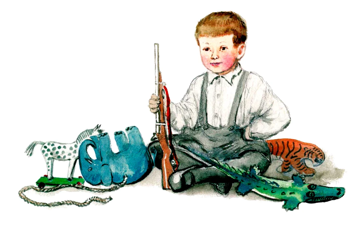 Мальчик играется