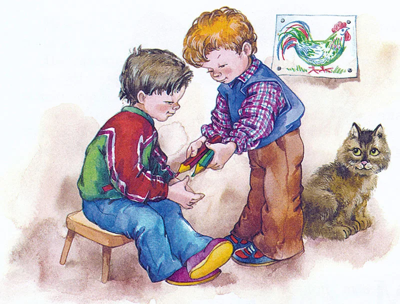 Коля подарил карандаши