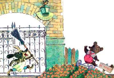 Медведь убегает на велосипеде