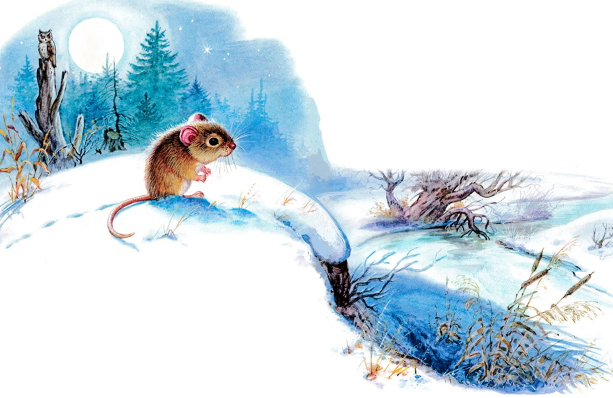 Мышонок Пик зимней ночью