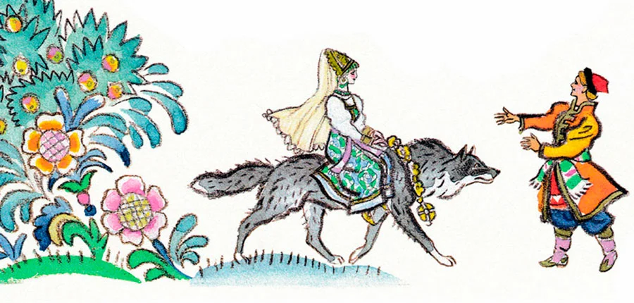 Елена-прекрасная верхом на волке