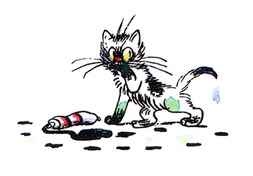 Кот испачкался