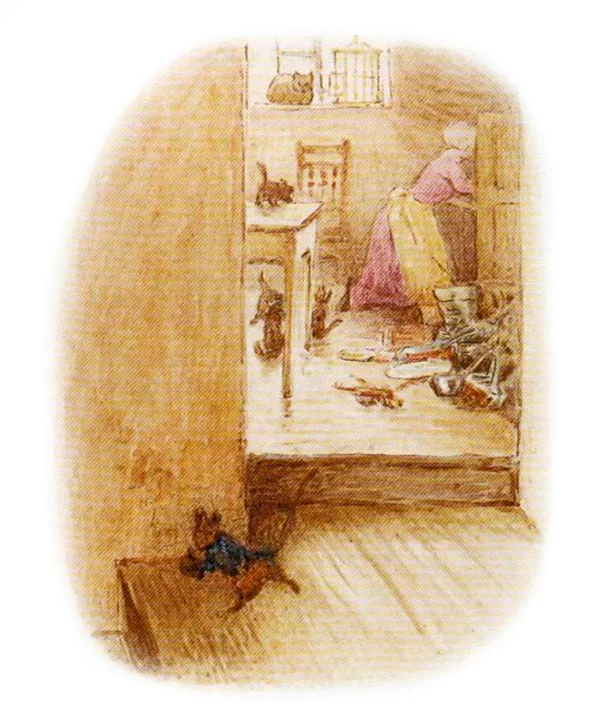 Мышонок убегает от кухарки