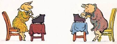 Свинку печатают на пишущей машинке