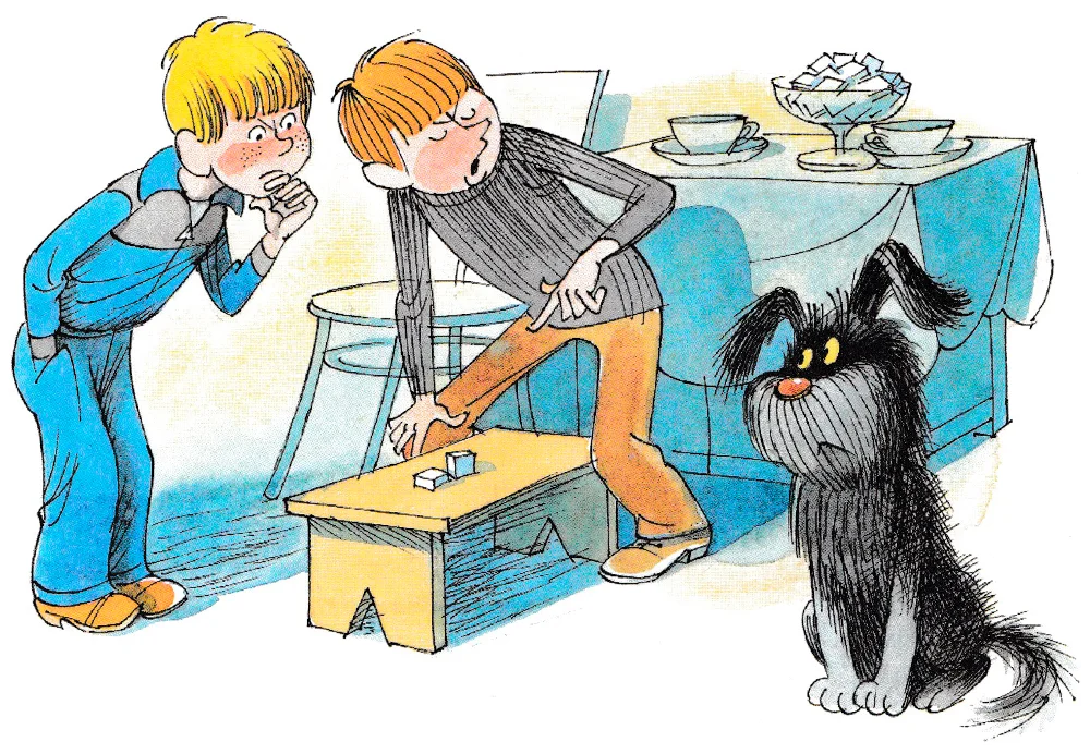 Мальчики дрессируют собаку