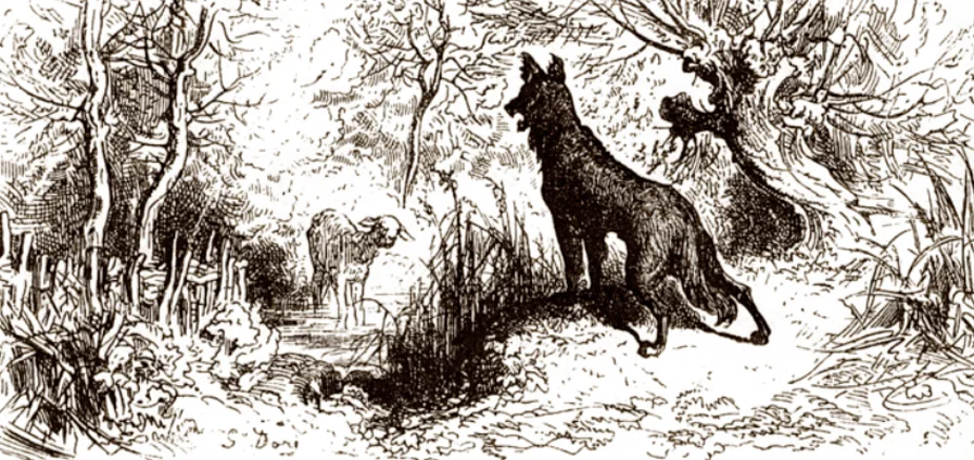 Волк увидел ягненка