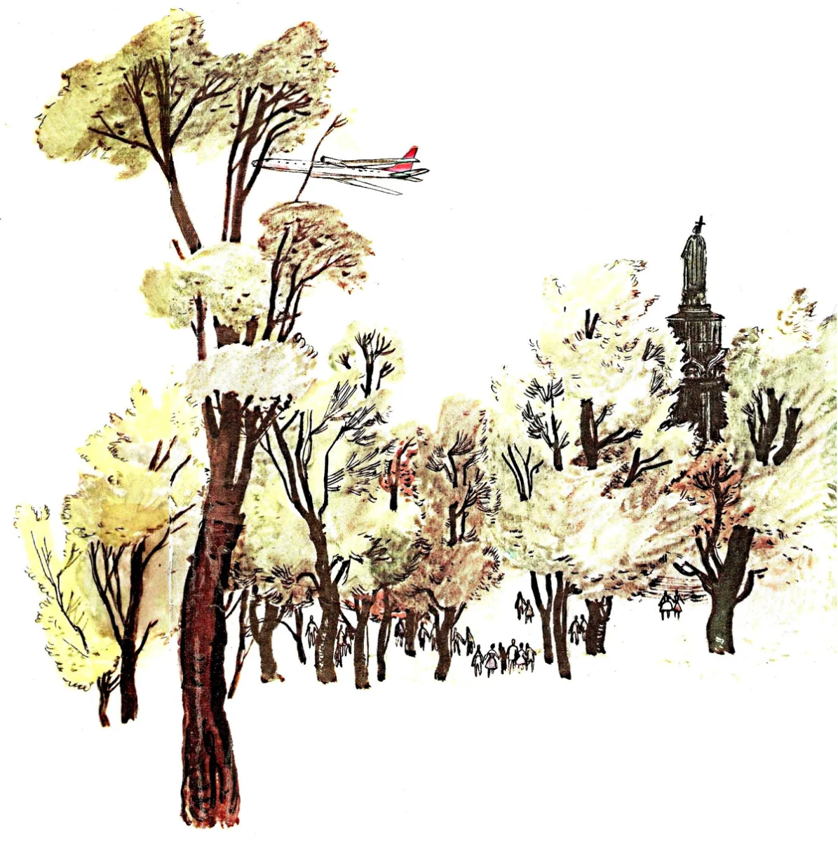 Памятник среди деревьев