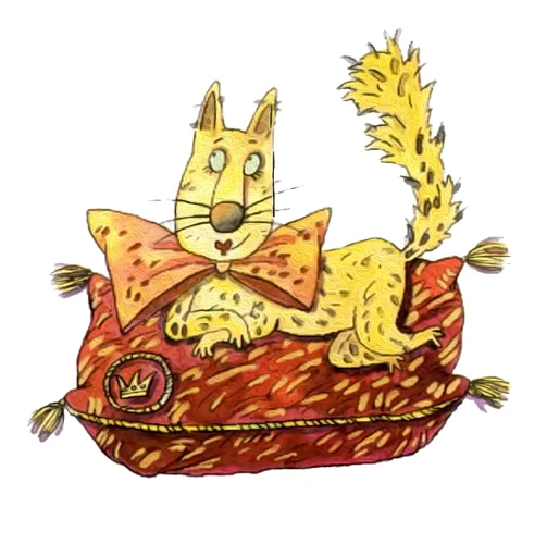 Кошка лежит на подушке