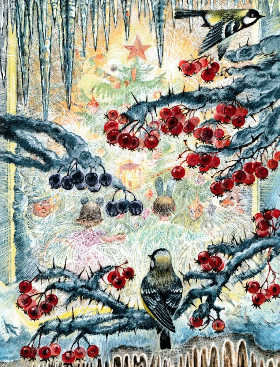 Синичка смотрит в окно