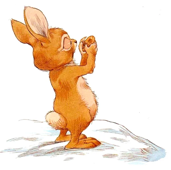 Кролик жует желудь