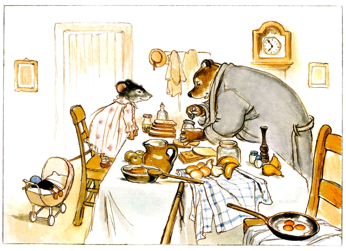 Медведь и мышка готовят